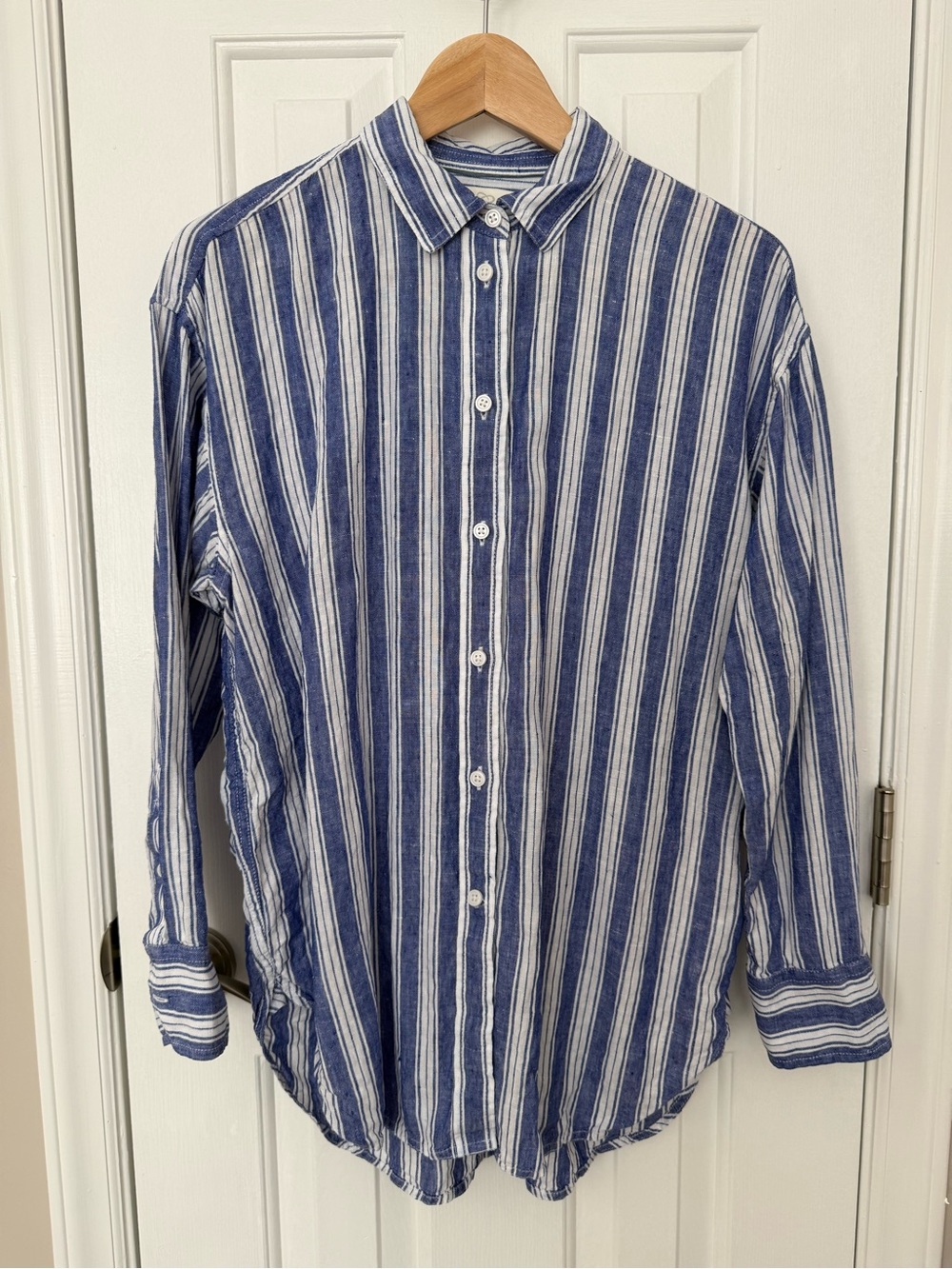 J Crew | Baird McNutt Irish Linen Button Down | Size 4 | Blue/White Stripe